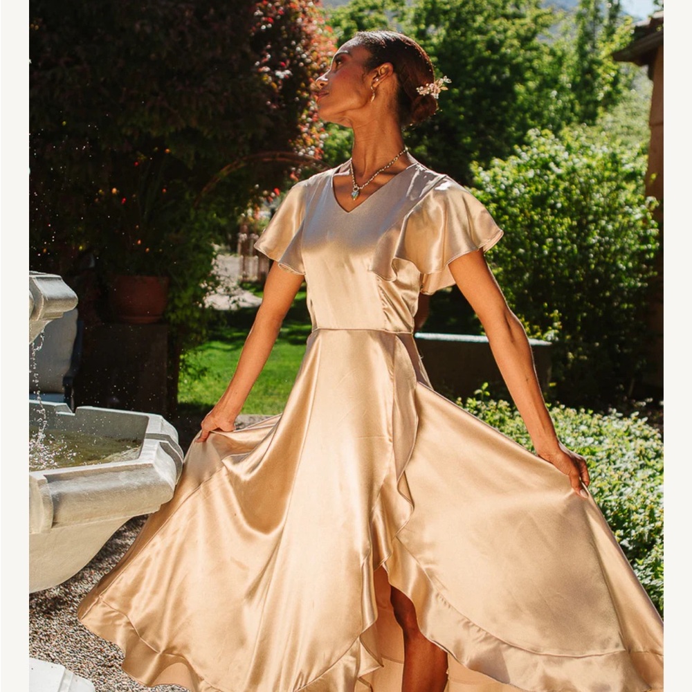 Elegant Satin Ruffle Dress